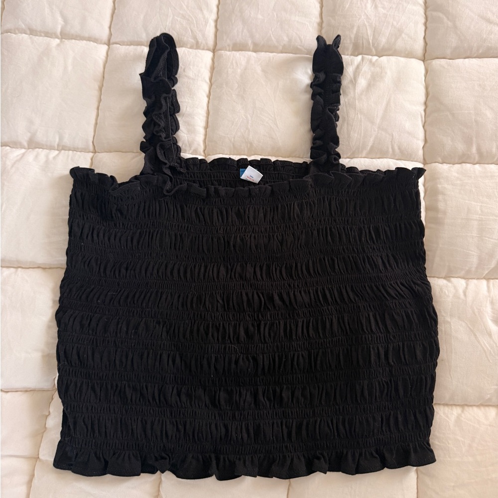 Old Navy Black Smocked Tank Top
